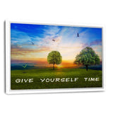 GIVE YOURSELF TIME! - Leinwandbild mit Schattenfuge "weiß" - Hustling Sharks
