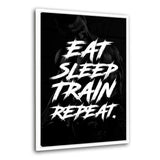 EAT, SLEEP, TRAIN & REPEAT. - Leinwandbild mit Schattenfuge "weiß" - Hustling Sharks