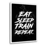 EAT, SLEEP, TRAIN & REPEAT. - Leinwandbild mit Schattenfuge "weiß" - Hustling Sharks