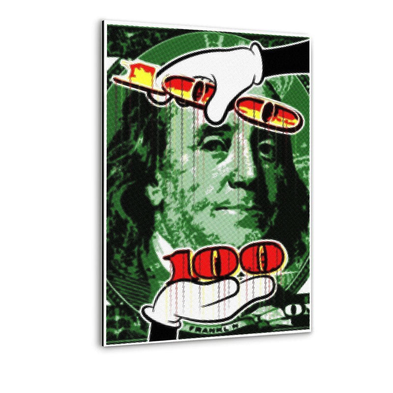 100 Dollars #2 - Leinwandbild mit Schattenfuge "weiß" - Hustling Sharks 