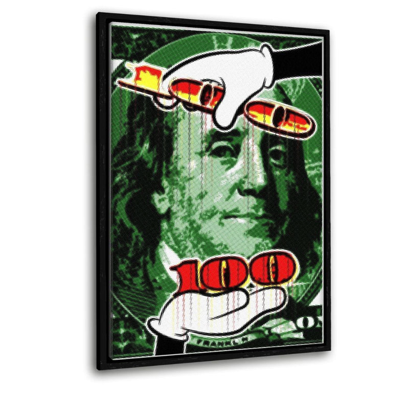 100 Dollars #2 - Leinwandbild mit Schattenfuge "silber" - Hustling Sharks 