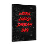 Alu-Dibond Bild - WORK HARD DREAM BIG - rot - Hustling Sharks