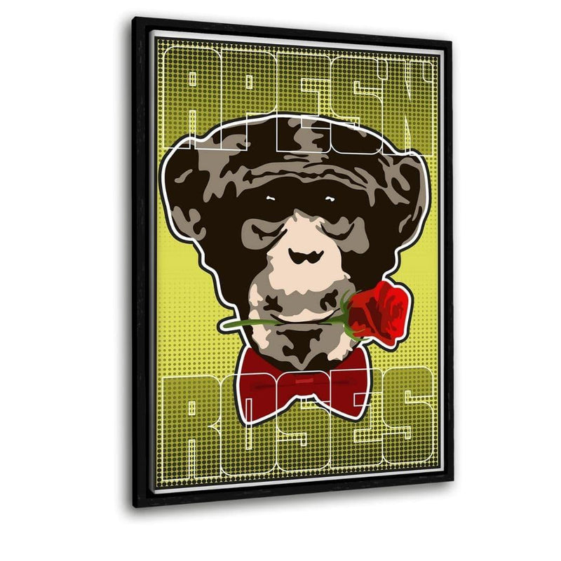 Apes And Roses #1 - Leinwandbild mit Schattenfuge "schwarz"- Hustling Sharks