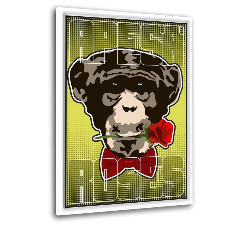 Apes And Roses #1 - Leinwandbild mit Schattenfuge "weiß"- Hustling Sharks