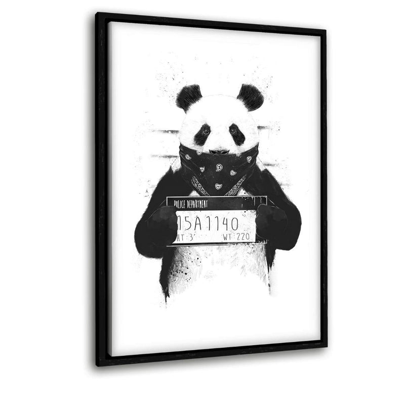 Bad Panda - Leinwandbild mit Schattenfuge "schwarz" - Hustling Sharks