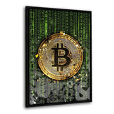 Binary Bitcoin - Leinwandbild mit Rahmen "schwarz" - Hustling Sharks