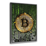 Binary Bitcoin - Leinwandbild mit Rahmen "silber" - Hustling Sharks