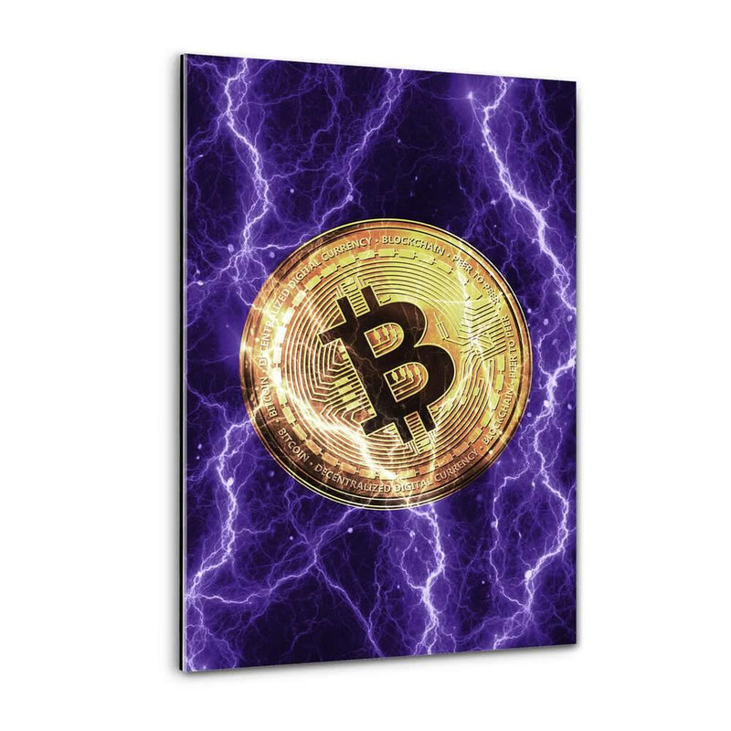 Electrified Bitcoin - purple - Plexiglasbild - Hustling Sharks
