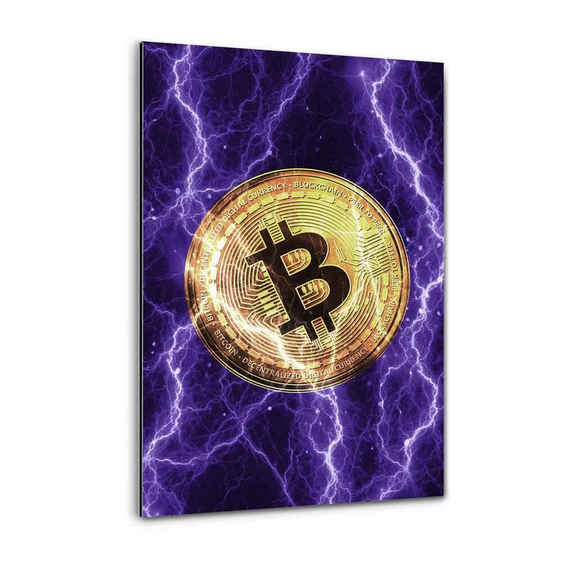 Electrified Bitcoin - purple - Alu-Dibond Bild - Hustling Sharks