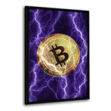 Electrified Bitcoin - purple - Leinwandbild mit Rahmen "schwarz"- Hustling Sharks