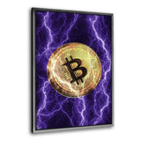 Electrified Bitcoin - purple - Leinwandbild mit Rahmen "silber"- Hustling Sharks