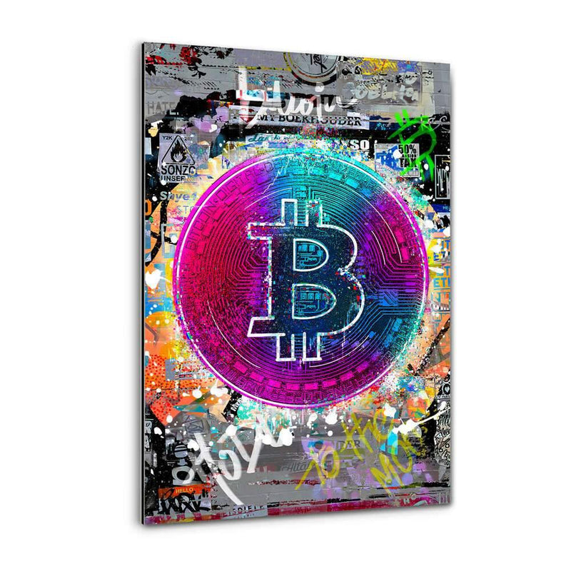 Colorful Bitcoin - Alu-Dibond Bild - Hustling Sharks