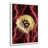 Electrified Bitcoin - red - Leinwandbild mit Rahmen "weiß" - Hustling Sharks