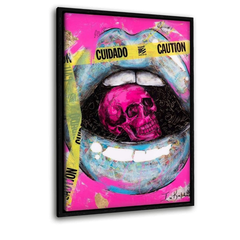 CAUTION LIPS - Leinwandbild mit Schattenfuge "schwarz" - Hustling Sharks