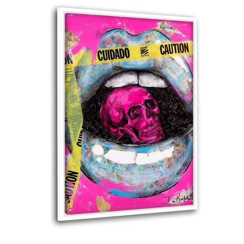 CAUTION LIPS - Leinwandbild mit Schattenfuge "weiß" - Hustling Sharks
