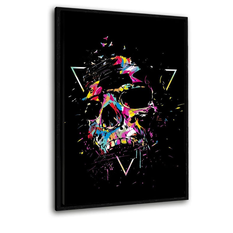 Colorful Skull - Leinwandbild mit Schattenfuge "schwarz" - Hustling Sharks