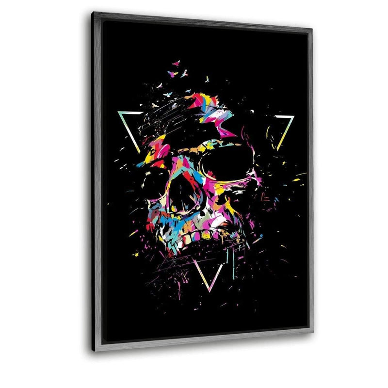 Colorful Skull - Leinwandbild mit Schattenfuge "silber" - Hustling Sharks