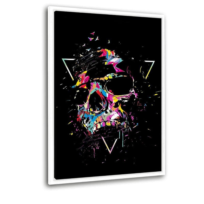 Colorful Skull - Leinwandbild mit Schattenfuge "weiß" - Hustling Sharks