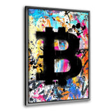 Graffiti Bitcoin - Leinwandbild mit Rahmen "silber" - Hustling Sharks