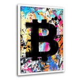 Graffiti Bitcoin - Leinwandbild mit Rahmen "weiß" - Hustling Sharks