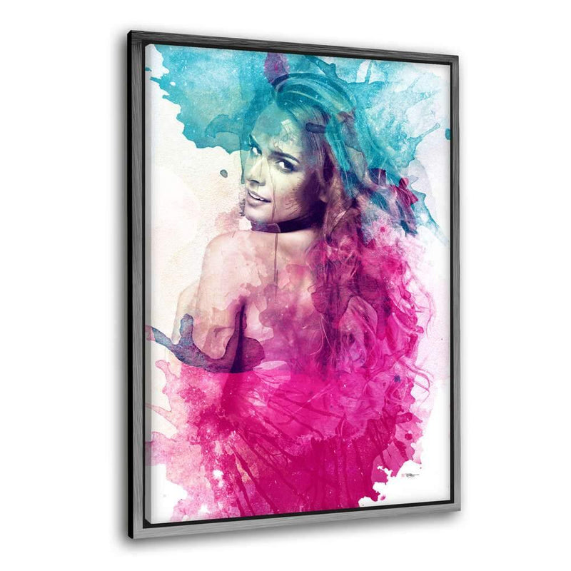 Colorful Lady - Leinwandbild mit Schattenfuge "silber" - Hustling Sharks