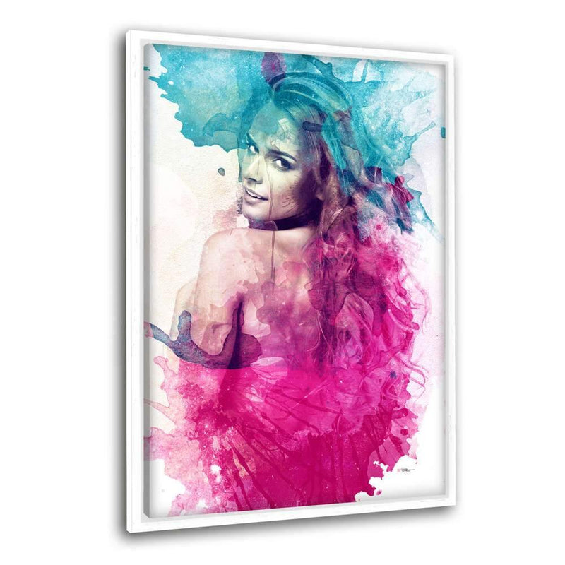 Colorful Lady - Leinwandbild mit Schattenfuge "weiß" - Hustling Sharks