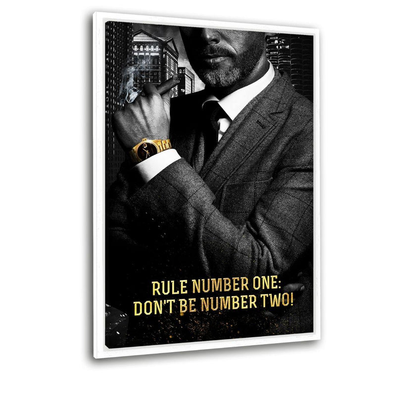 DON'T BE NUMBER TWO! - Leinwandbild mit Schattenfuge "weiß" - Hustling Sharks