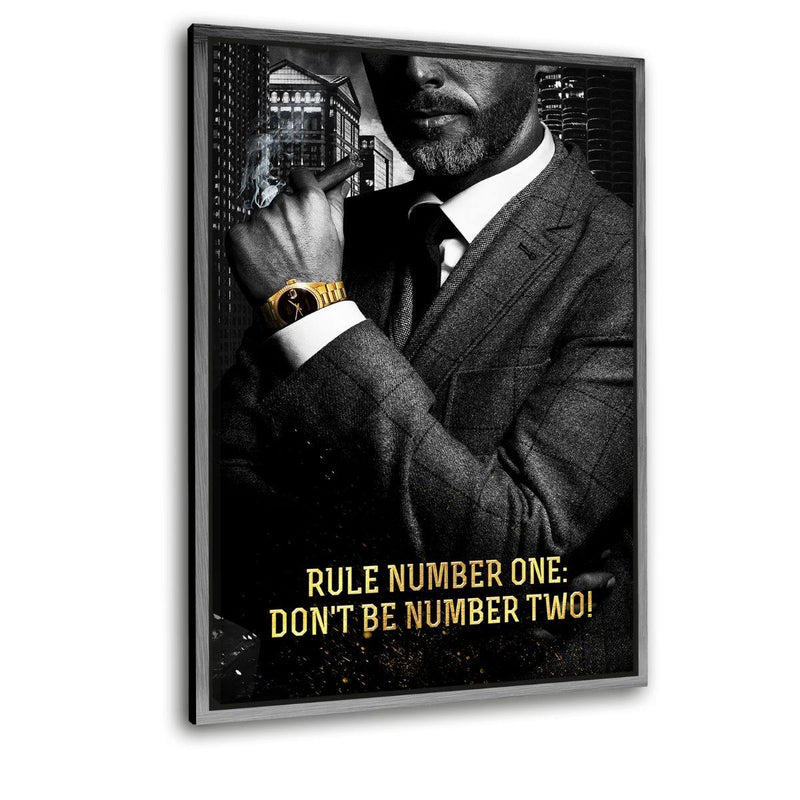DON'T BE NUMBER TWO! - Leinwandbild mit Schattenfuge "silber" - Hustling Sharks