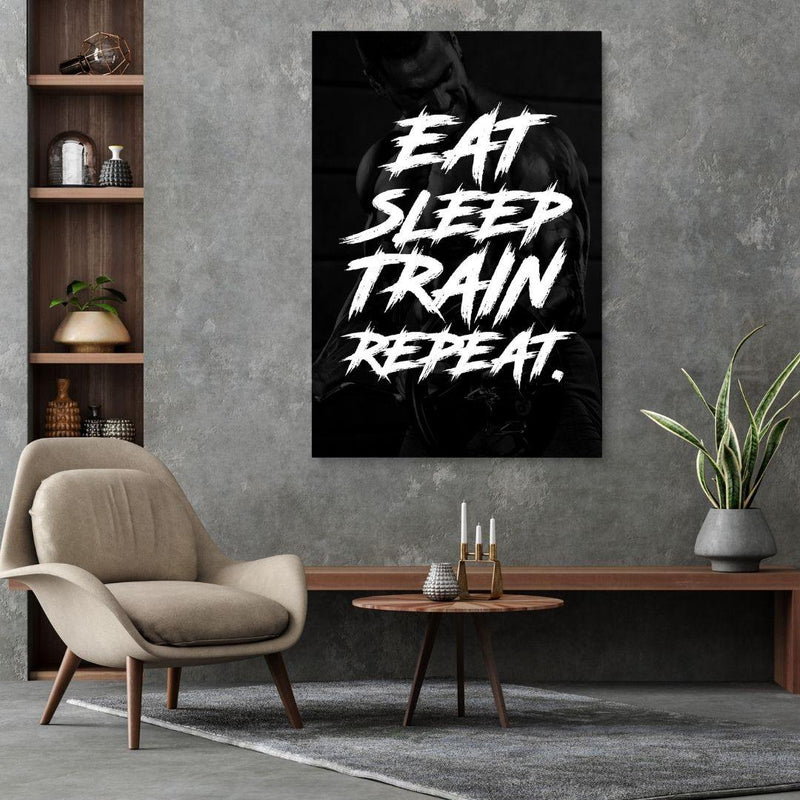 EAT, SLEEP, TRAIN & REPEAT. - Mockup mit Hintergrund 2 - Hustling Sharks