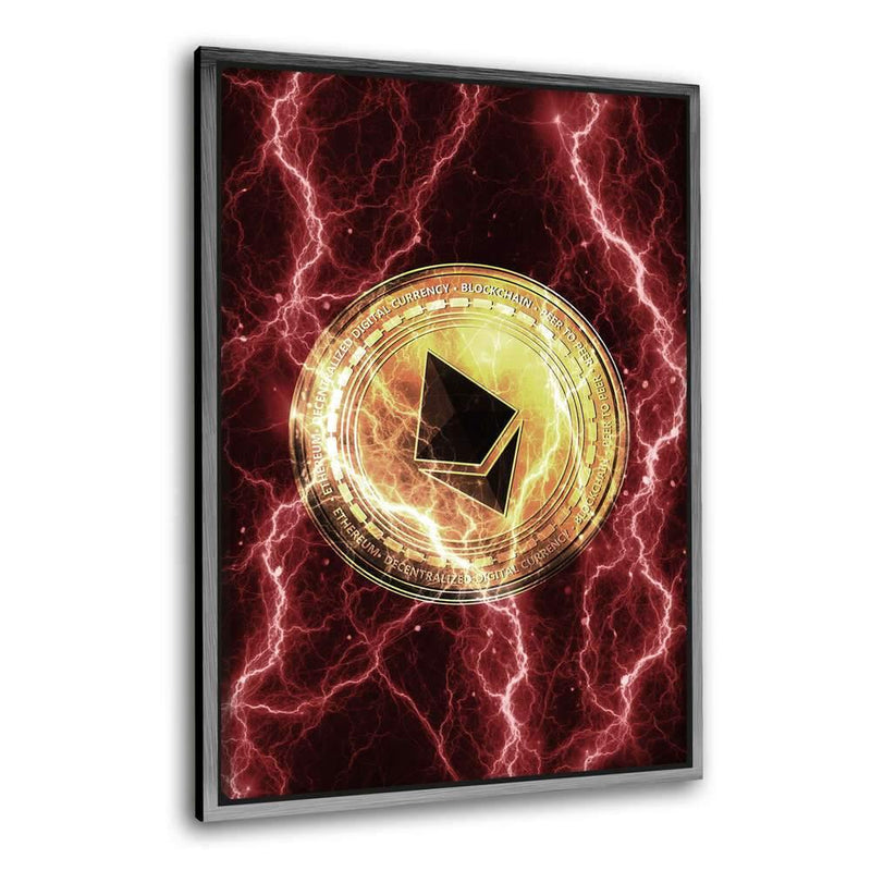 Electrified Ethereum - red - Leinwandbild mit Schattenfuge "silber" - Hustling Sharks