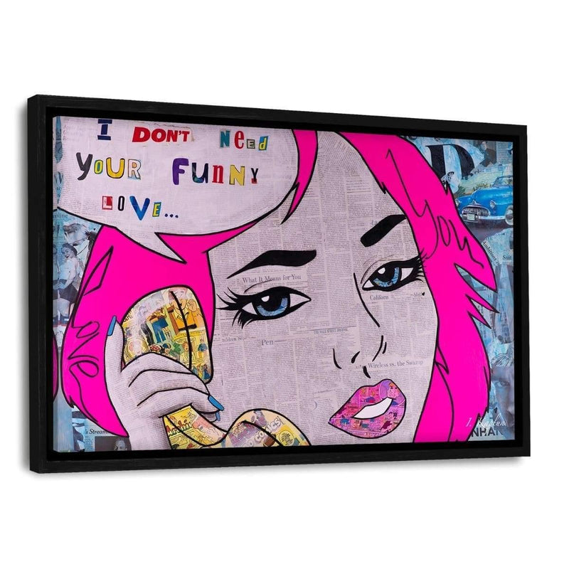 FUNNY LOVE - Leinwandbild mit Schattenfuge "schwarz" - Hustling Sharks
