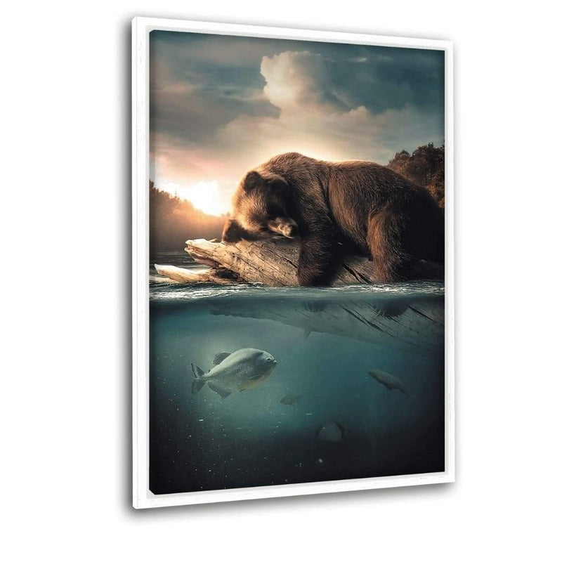 Bärenbande-Bundle | Leinwandbild m. Schattenfuge - weiß "Floating Bear" | Hustling Sharks