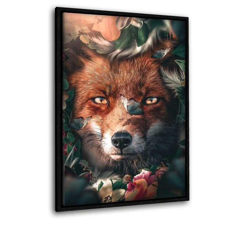 Floral Fox - Leinwandbild mit Schattenfuge "schwarz" - Hustling Sharks