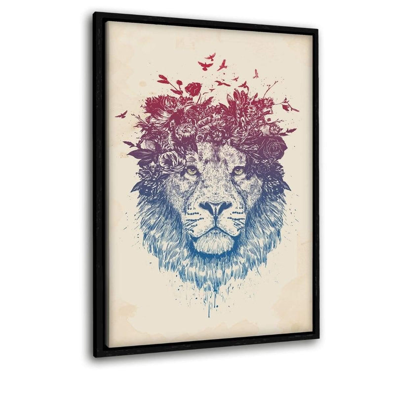 Floral Lion #2 - Leinwandbild mit Schattenfuge "schwarz" - Hustling Sharks