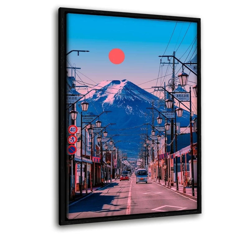 Fuji - Leinwandbild mit Schattenfuge "schwarz" - Hustling Sharks
