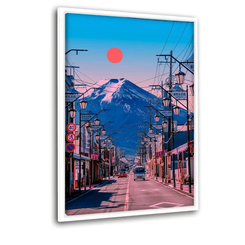 Fuji - Leinwandbild mit Schattenfuge "weiß" - Hustling Sharks