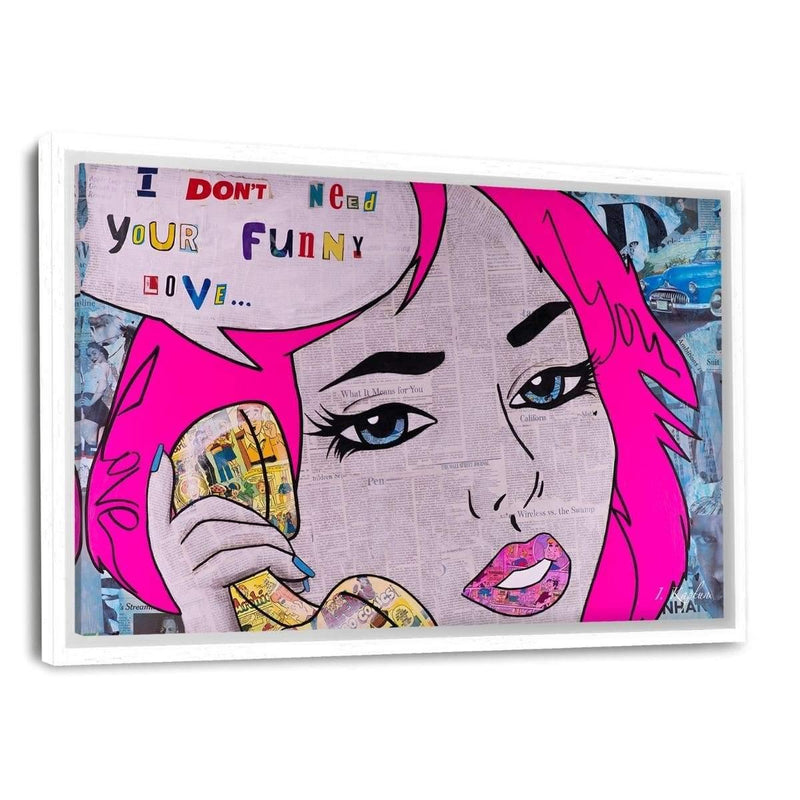 FUNNY LOVE - Leinwandbild mit Schattenfuge "weiß" - Hustling Sharks
