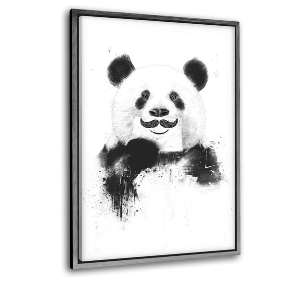 Funny Panda - Leinwandbild mit Schattenfuge "silber" - Hustling Sharks