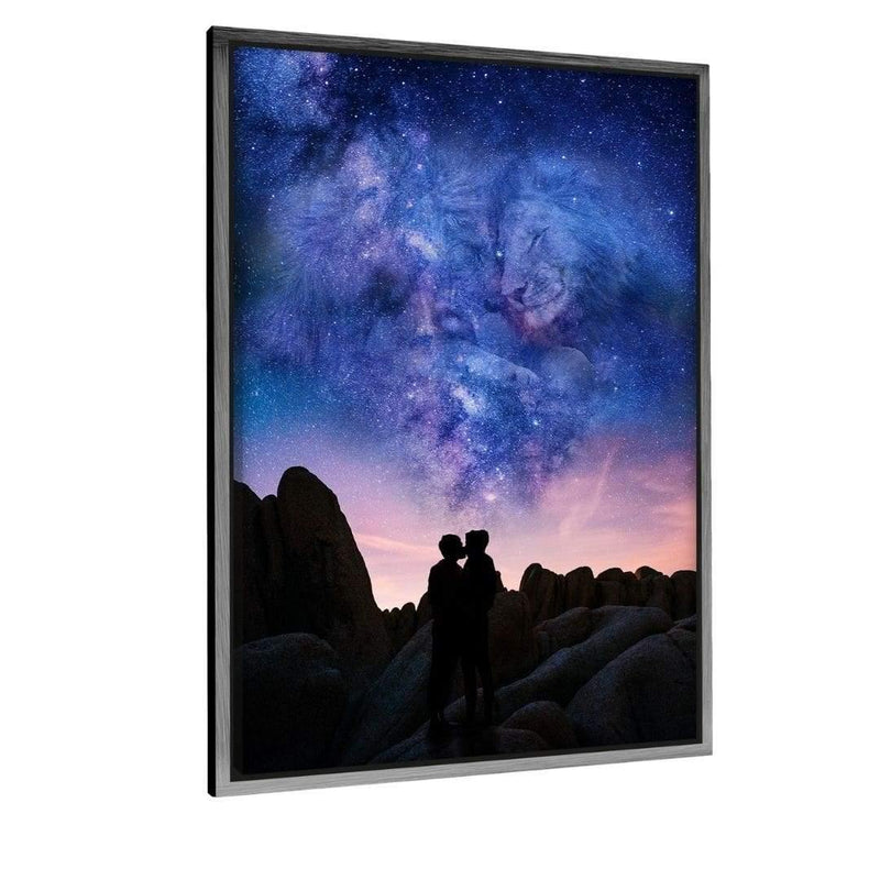 Galaxy Love #2 - Leinwandbild mit Schattenfuge "silber" - Hustling Sharks