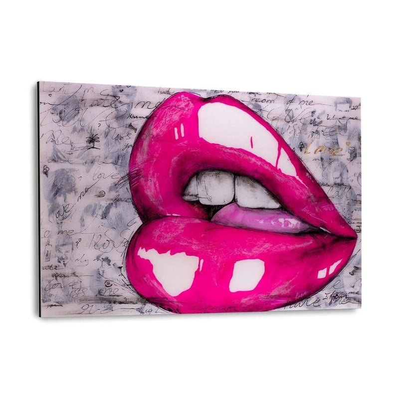 HOT PINK LIPS - Alu-Dibond Bild - Hustling Sharks
