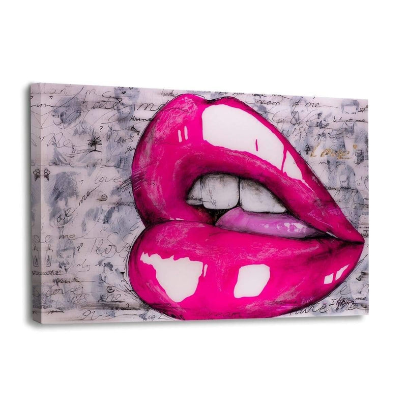 HOT PINK LIPS - Leinwandbild - Hustling Sharks