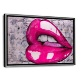 HOT PINK LIPS - Leinwandbild mit Schattenfuge "silber" - Hustling Sharks