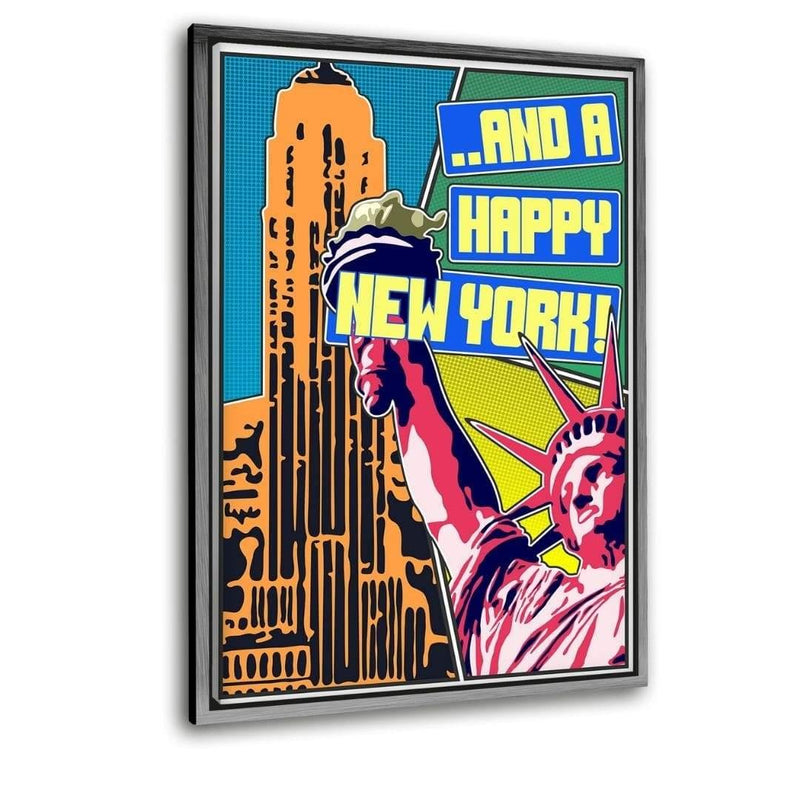 Happy New York - Leinwandbild mit Schattenfuge "silber" - Hustling Sharks