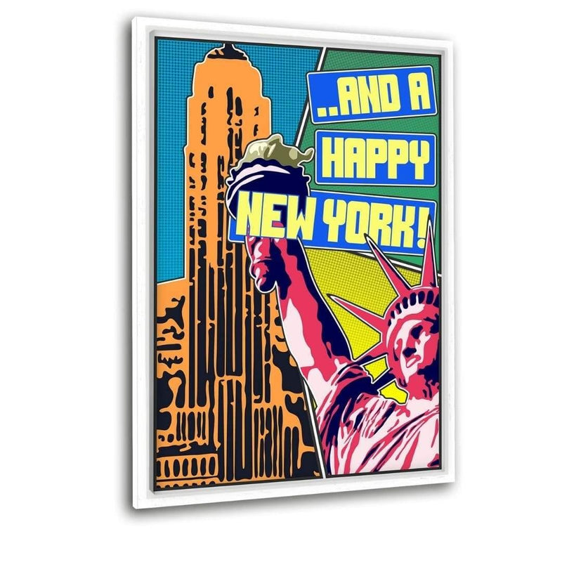 Happy New York - Leinwandbild mit Schattenfuge "weiß" - Hustling Sharks