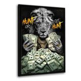 HUNT OR GET HUNT - Leinwandbild mit Rahmen "schwarz" - Hustling Sharks