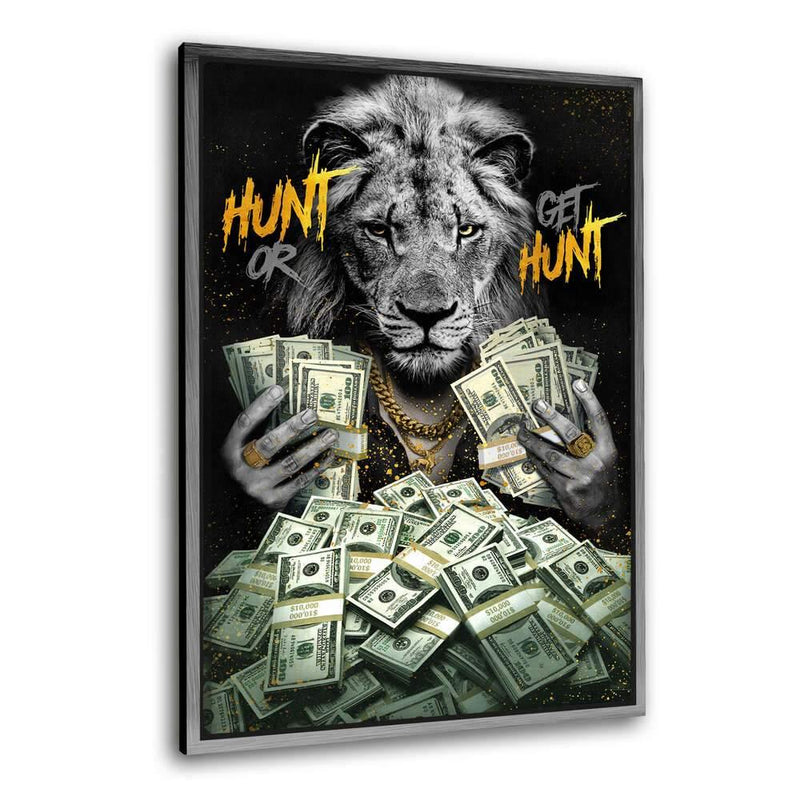 HUNT OR GET HUNT - Leinwandbild mit Rahmen "silber" - Hustling Sharks
