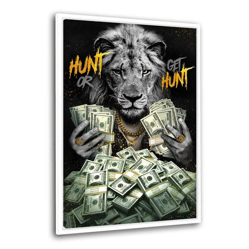 HUNT OR GET HUNT - Leinwandbild mit Rahmen "weiß" - Hustling Sharks