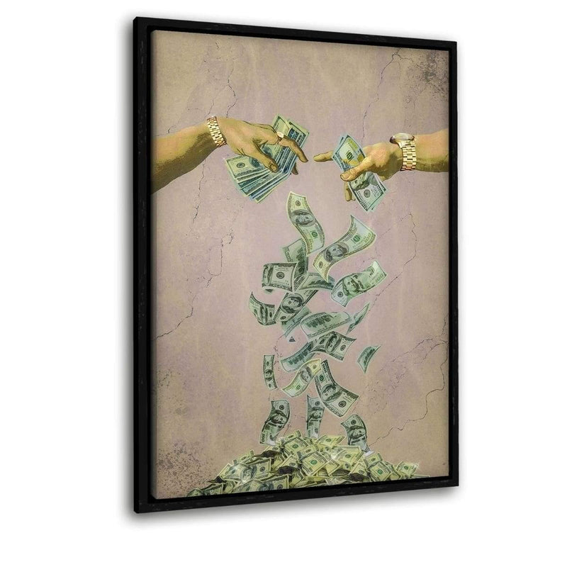 I NEED YOUR MONEY - Leinwandbild mit Schattenfuge "schwarz" - Hustling Sharks