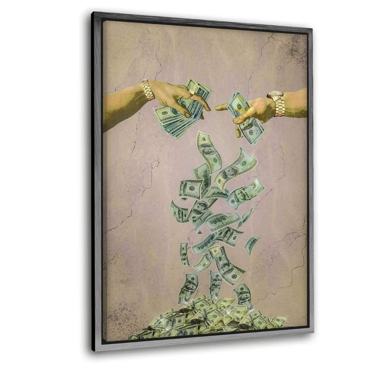 I NEED YOUR MONEY - Leinwandbild mit Schattenfuge "silber" - Hustling Sharks