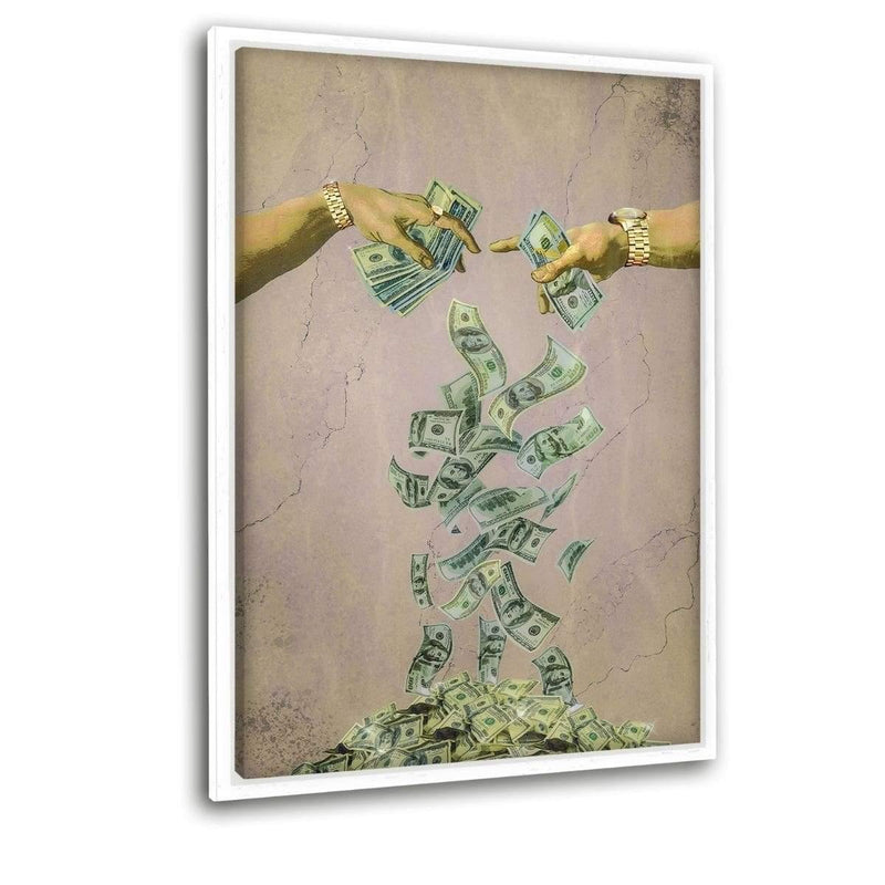 I NEED YOUR MONEY - Leinwandbild mit Schattenfuge "weiß" - Hustling Sharks